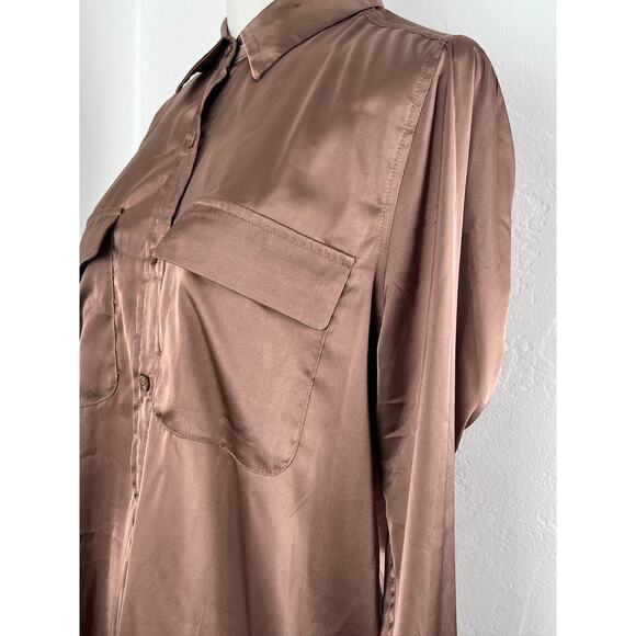 EQUIPMENT Button-up Blouse in Brown Mocha (Womens: Small) - Picture 6 of 12
